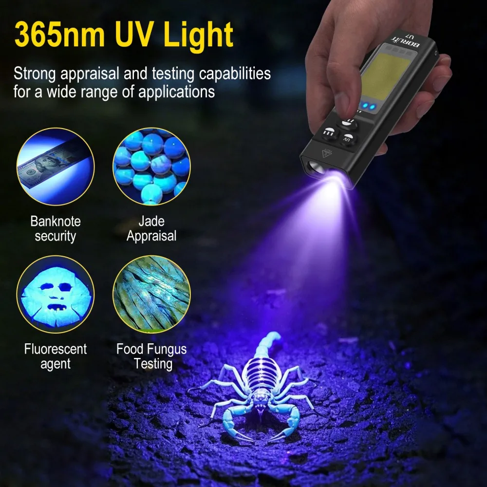 BORUiT U7 UV LED EDC Flashligh - Fishing Light review and price